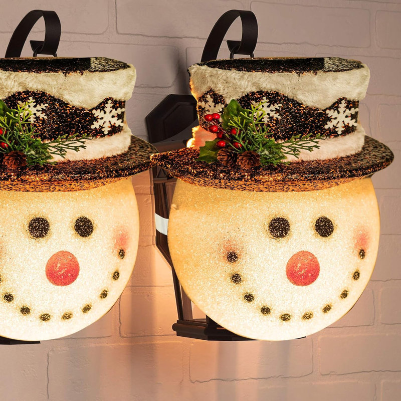 The Holiday Aisle 2 Pack Snowman Christmas Porch Light Covers 12 Inch Christmas Outdoor Decorations Holiday Light Covers For Porch Lights Garage Lights Large Light Fixtures Wayfair